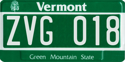 VT license plate ZVG018