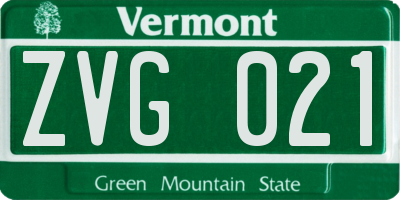 VT license plate ZVG021