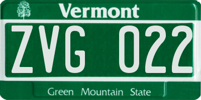 VT license plate ZVG022