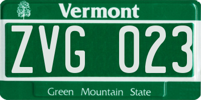 VT license plate ZVG023