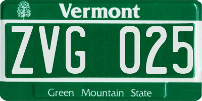 VT license plate ZVG025