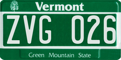 VT license plate ZVG026