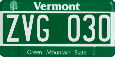VT license plate ZVG030