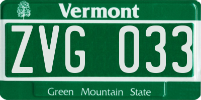 VT license plate ZVG033
