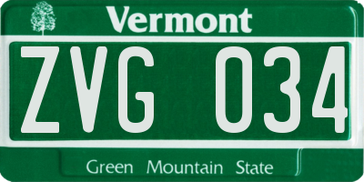 VT license plate ZVG034