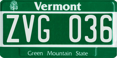 VT license plate ZVG036
