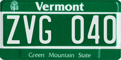 VT license plate ZVG040