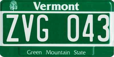 VT license plate ZVG043