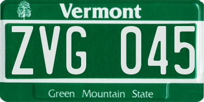 VT license plate ZVG045