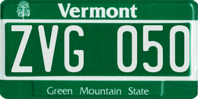 VT license plate ZVG050