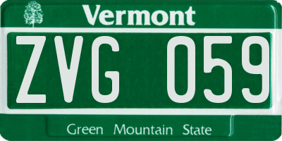 VT license plate ZVG059