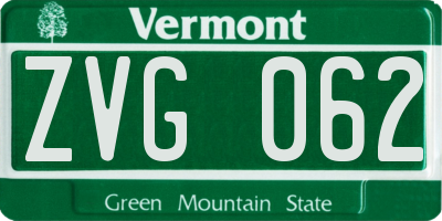 VT license plate ZVG062