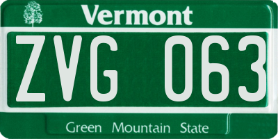 VT license plate ZVG063