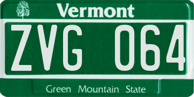 VT license plate ZVG064