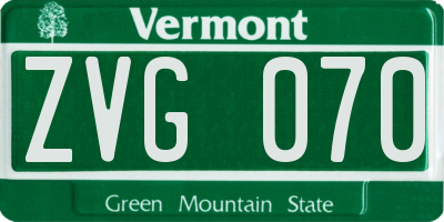 VT license plate ZVG070