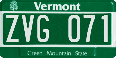 VT license plate ZVG071
