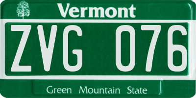 VT license plate ZVG076