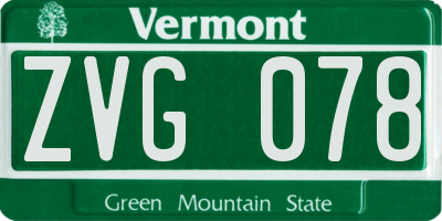 VT license plate ZVG078