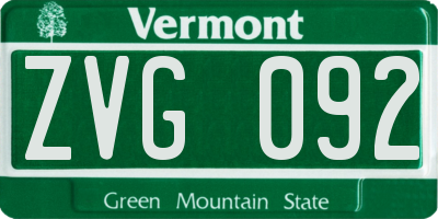 VT license plate ZVG092