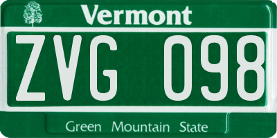 VT license plate ZVG098