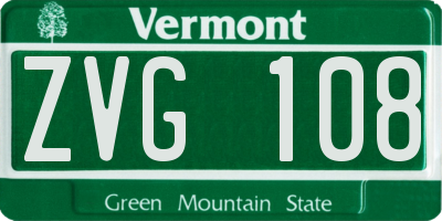VT license plate ZVG108