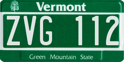 VT license plate ZVG112