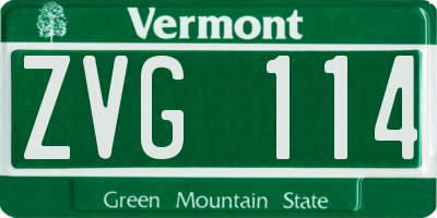 VT license plate ZVG114