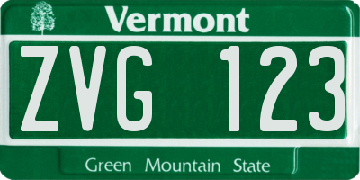 VT license plate ZVG123