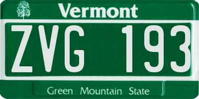 VT license plate ZVG193