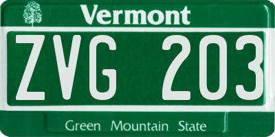VT license plate ZVG203
