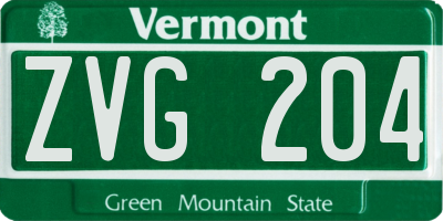 VT license plate ZVG204