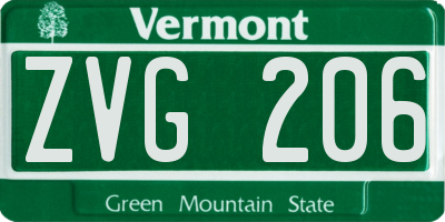 VT license plate ZVG206