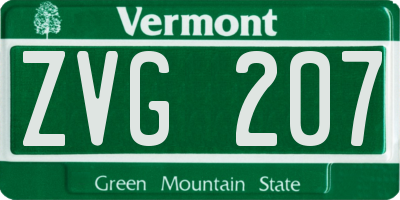 VT license plate ZVG207