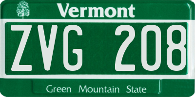 VT license plate ZVG208