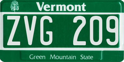 VT license plate ZVG209