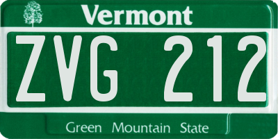 VT license plate ZVG212