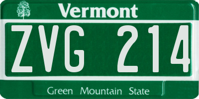 VT license plate ZVG214