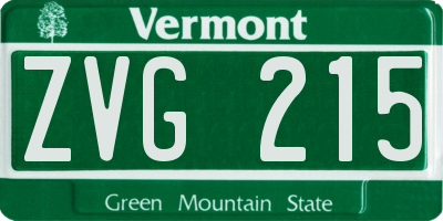 VT license plate ZVG215