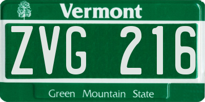 VT license plate ZVG216