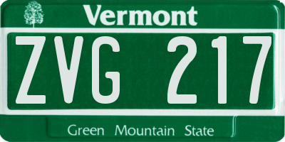 VT license plate ZVG217