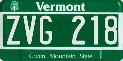 VT license plate ZVG218