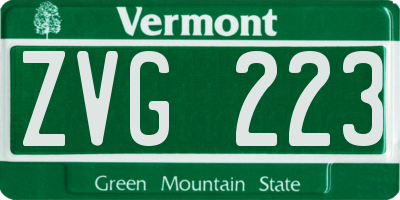VT license plate ZVG223