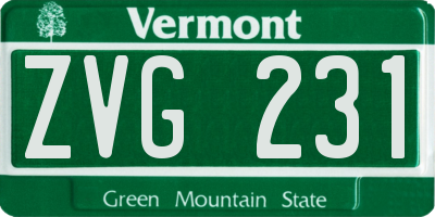 VT license plate ZVG231