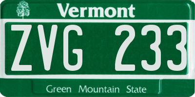 VT license plate ZVG233