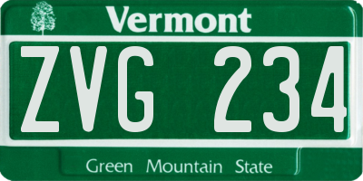 VT license plate ZVG234