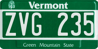VT license plate ZVG235