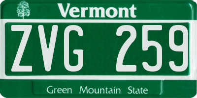 VT license plate ZVG259