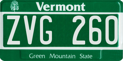 VT license plate ZVG260