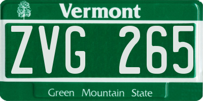 VT license plate ZVG265