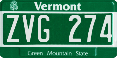 VT license plate ZVG274